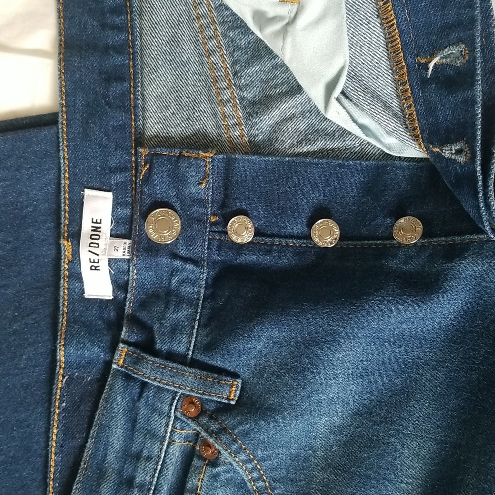 RE/DONE 90's High Rise Loose Distressed Straight Leg Raw Hem Jeans Size … - Picture 6 of 9